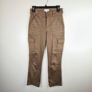 EVEREVE Larissa Cropped Cargo Pants Size 25 Fatigue Chocolate Brown Slim Leg Fit